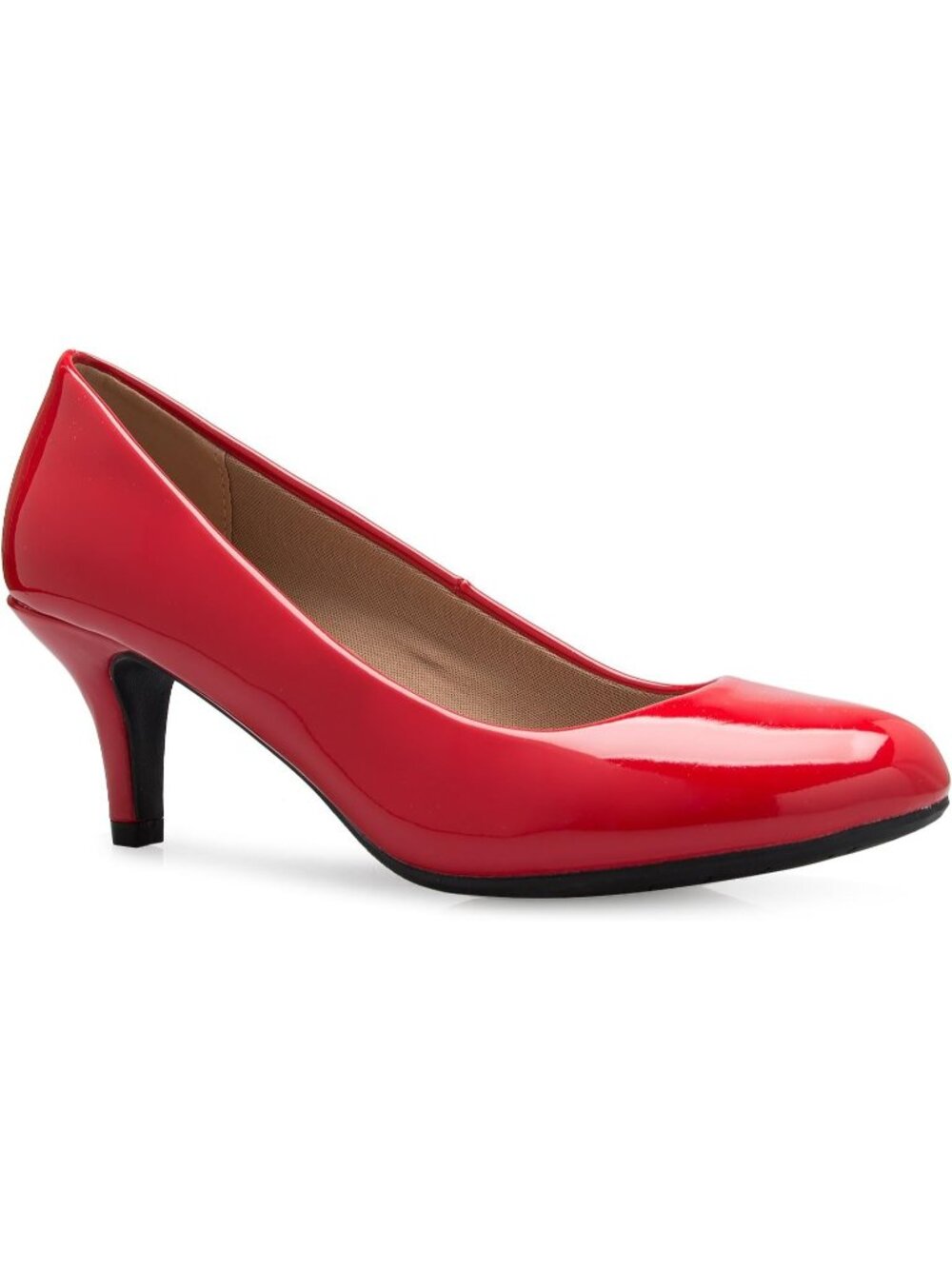Women's Red Stylish Comfort Pumps Classic Round Toe Kitten Low Mid Heel Dress